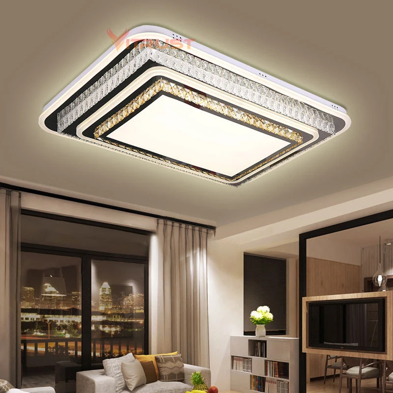 

Modern Crystal Ceiling Lights Remote Control luminaria Home Decoration Kitchen Living Room Dining Bedroom Lamp Lighting Fixture