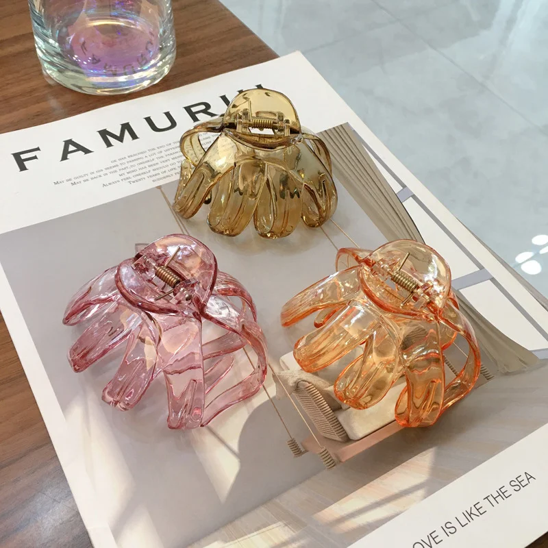 Модные большие заколки для волос в форме осьминога женщин и девочек пластиковые