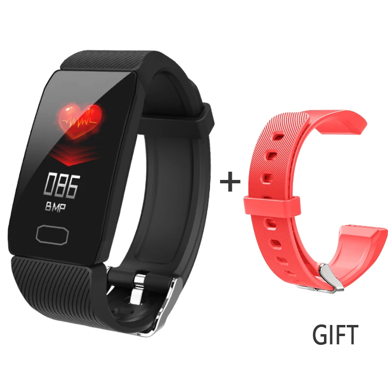 with Red wristband Смарт-часы для измерения артериального давления для мужчин t Q1 фитнес-Браслет Водонепроницаемый спортивный Cicret браслет для мужчин и женщин трекер активности - Цвет: with Red wristband