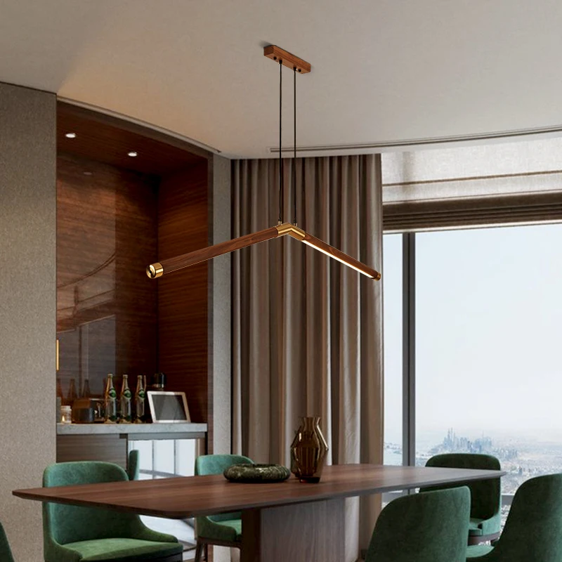 저렴한 Led 미니멀리스트 샹들리에 북유럽 블랙 월넛 크리에이티브 스터디 램프, 커피 바 테이블 램프, 사무실 스트립 램프 구매 Led 미니멀리스트 샹들리에 북유럽 블랙 월넛 크리에이티브 스터디 램프, 커피 바 테이블 램프, 사무실 스트립 램프