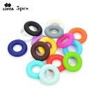 LOFCA 5 шт.лот пончики силиконовые бусины без бисфенола А Детские зубные кольца свободные бусины для прорезывания зубов ожерелье цепочка для соски аксессуары сделай сам