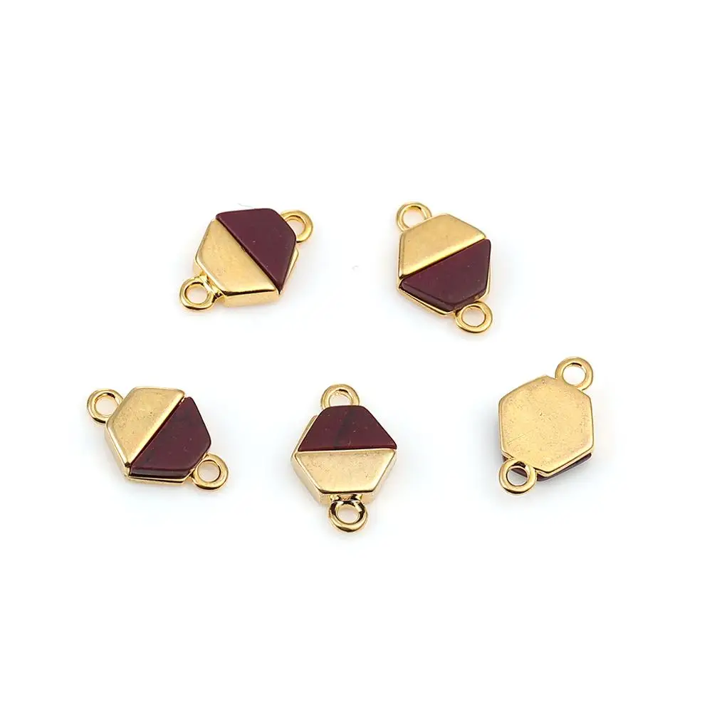 DoreenBeads соединители из меди и смолы шестиугольник 18 К золото зеленый синий