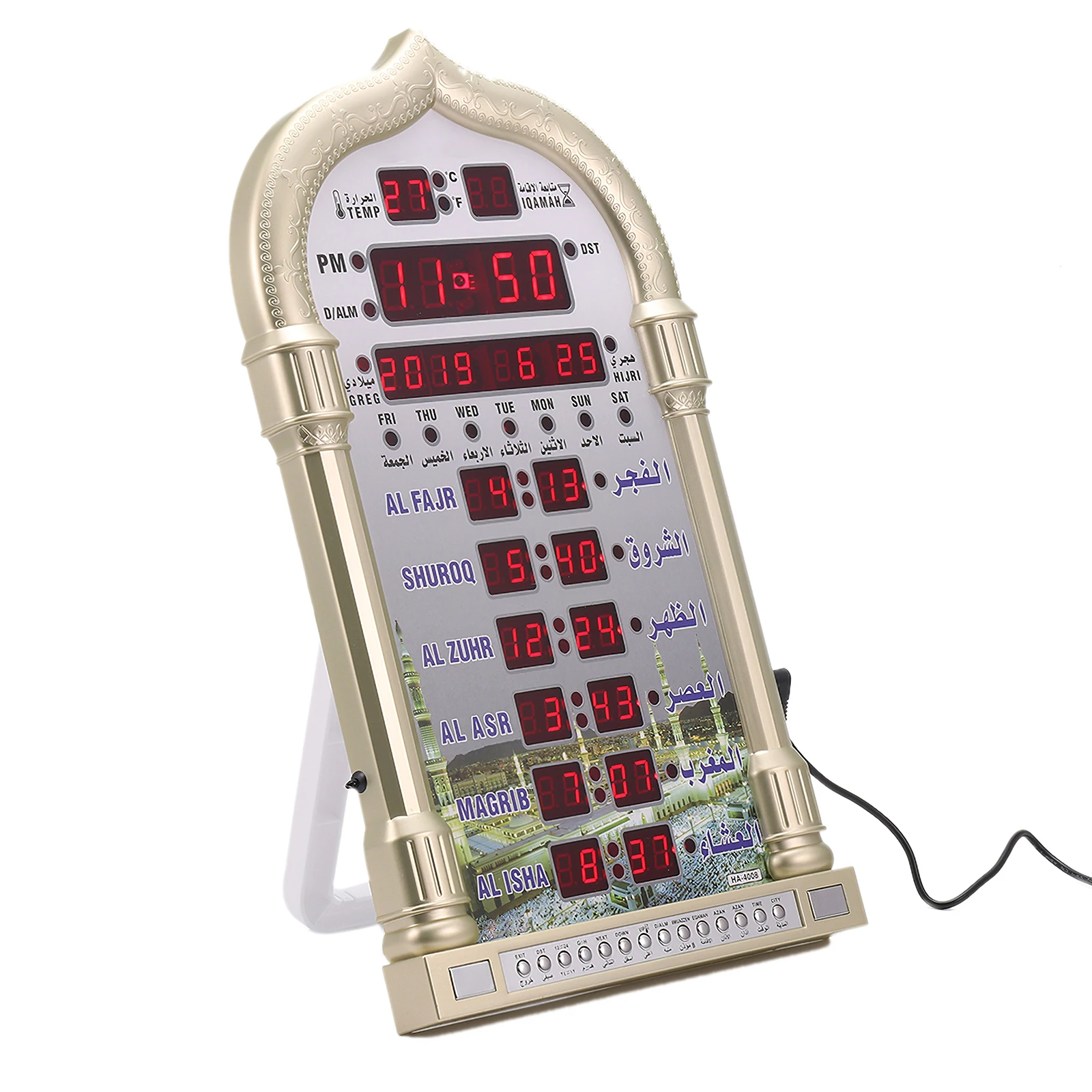 Часы для молитвенной мечети азан мусульманские настенные часы с календарем