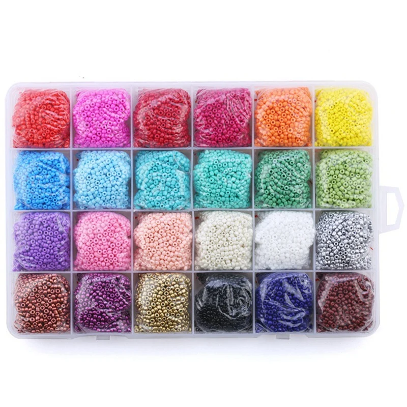 

24 Color Glass Beads DIY Jewelry Accessories Millet Beads Glass Rice Beads Baking Varnish Beads Dyed Core Beads