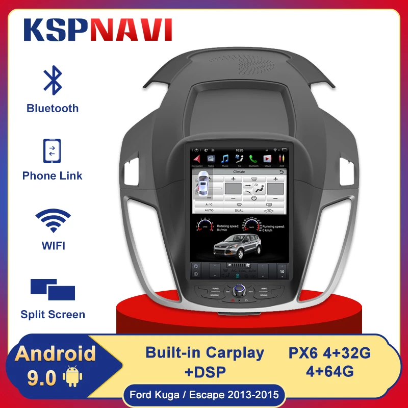 

Автомобильный GPS-навигатор в стиле Tesla, Android 9,0, 4 Гб + 64 ГБ, для Ford KUGA 2013-2018, головное устройство, магнитофон, мультимедийный плеер, радио DSP