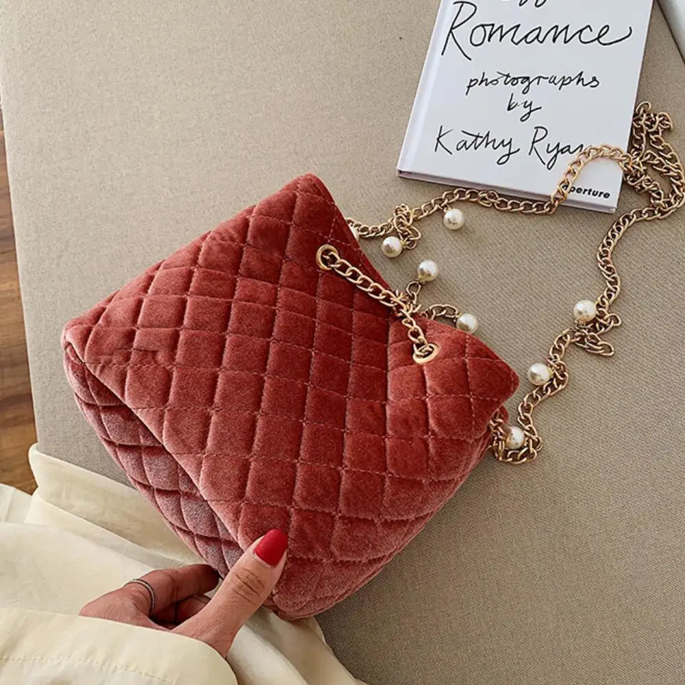 Женская клетчатая сумка мешок 2019 модная новинка высокое качество бархатная