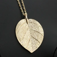 noble retro sweater lady female girl women girlfriend couples vintage metal gold color leaf charms pendant statement necklace
