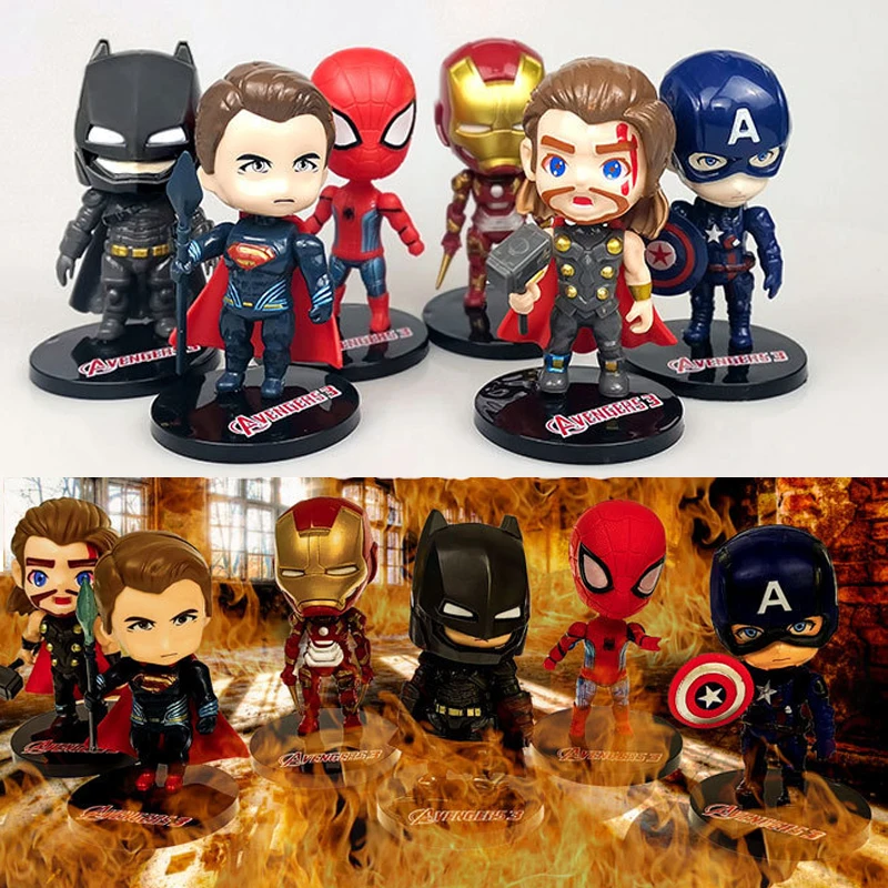 6 шт./компл. распродажа Marvel фигура Мстителей Супер Герои Человек паук черный