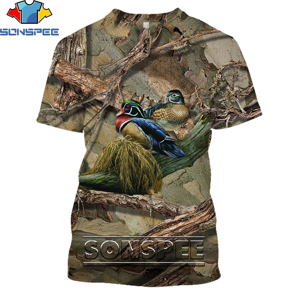 

SONSPEE Camo Hunting Animal Duck Bird Men T-shirt 3D Print Summer Fashion Casual T shirts Streetwear Women Short Sleeve Tops