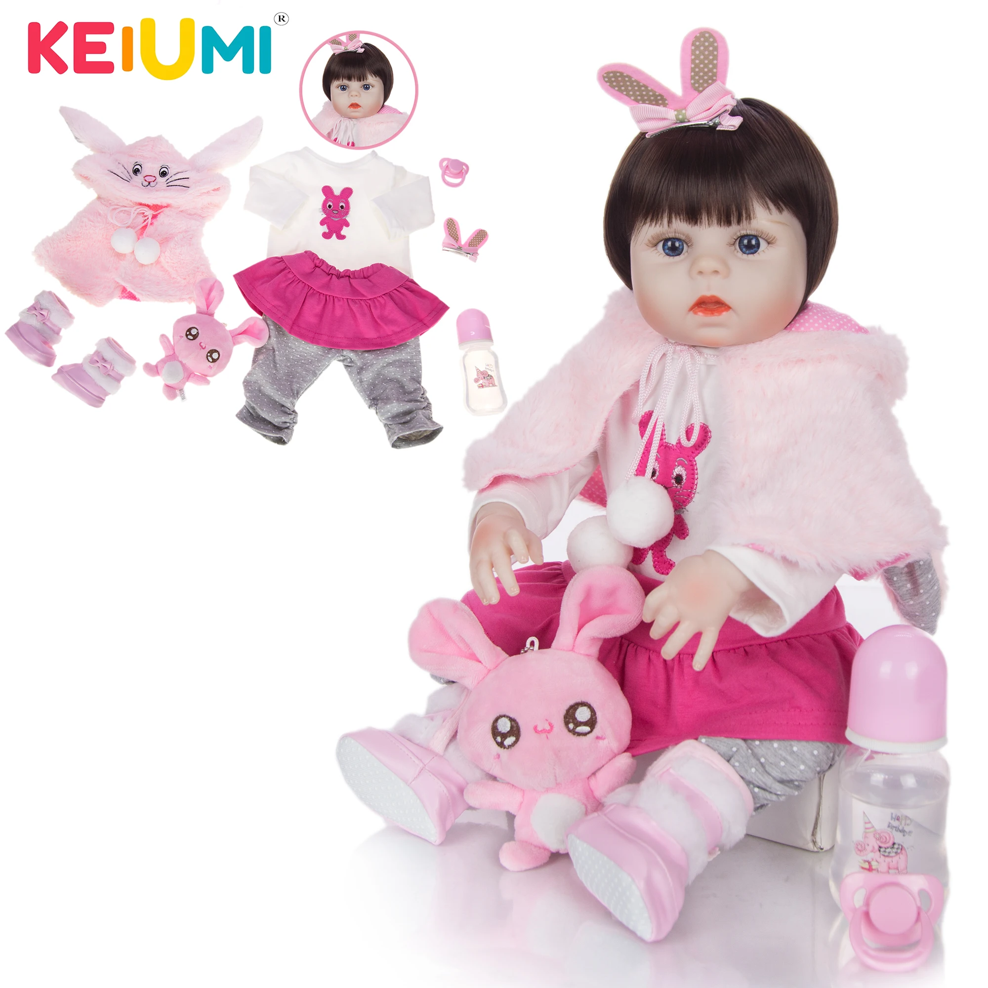 KEIUMI новая милая Реалистичная кукла младенец полностью Силиконовое тело с милым