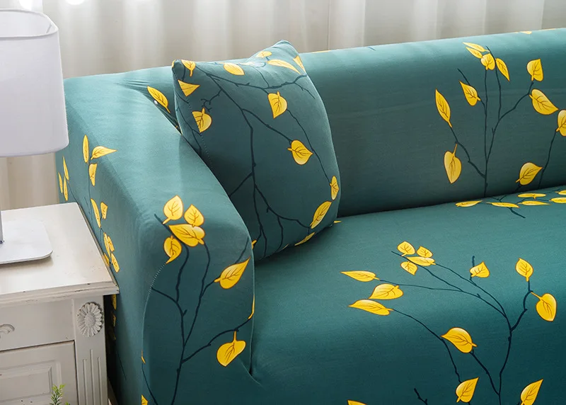 Эластичный полноразмерный чехол комбинированный для дивана длинный Одноместный