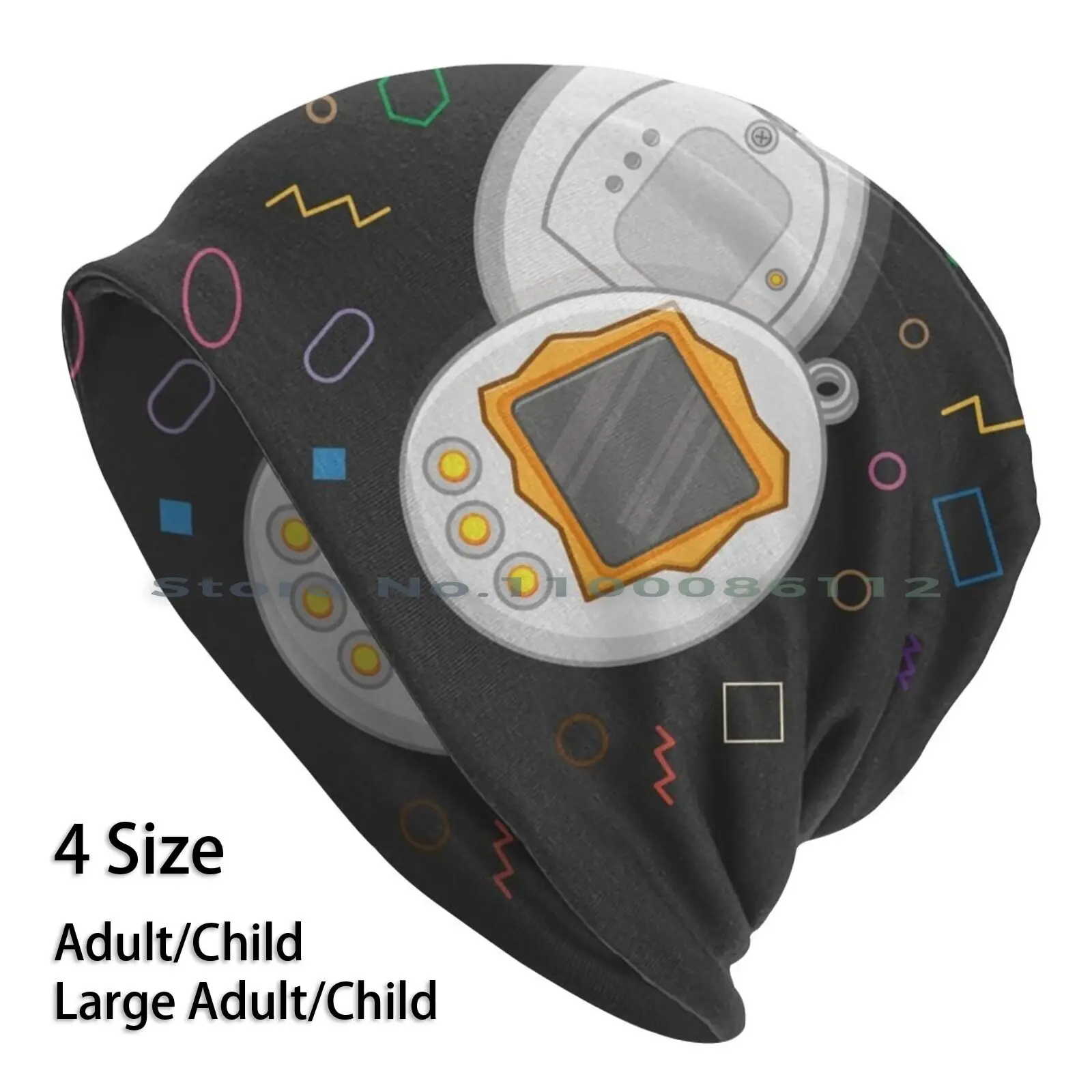 

Шапка-бини в стиле 90-х, Шапка-бини в стиле тамагочи, забавная Ретро технология, цветная плоская, виртуальная ностальгия, старый школьный комп...