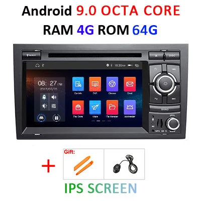 9.0 4G 64G IPS DSP 4G 64G Android 9,0 ips автомобильный dvd-плеер для AUDI A4 gps ips стерео Мультимедиа Навигация радио приемник магнитофон - Color: 9.0 4G 64G IPS