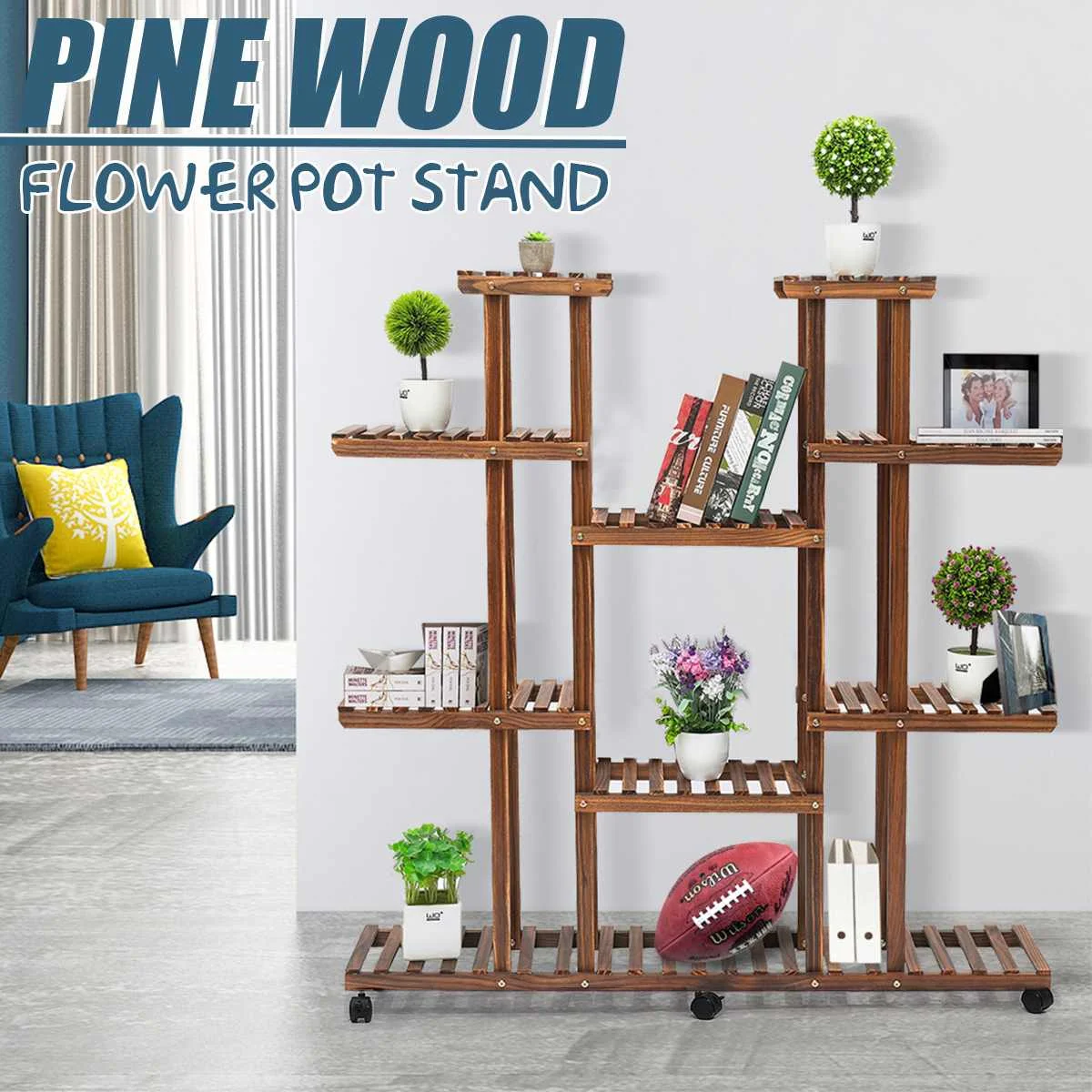 

NEW 9 Tiers Wooden Flower Rack Plant Stand Multi Flower Stand Shelves Bonsai Display Shelf Yard Garden Balcony Flower Stands