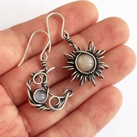 retro sun moon earrings moonlight stone asymmetric sun moon dangle earrings for women fashion jewelry bohemia jewelry