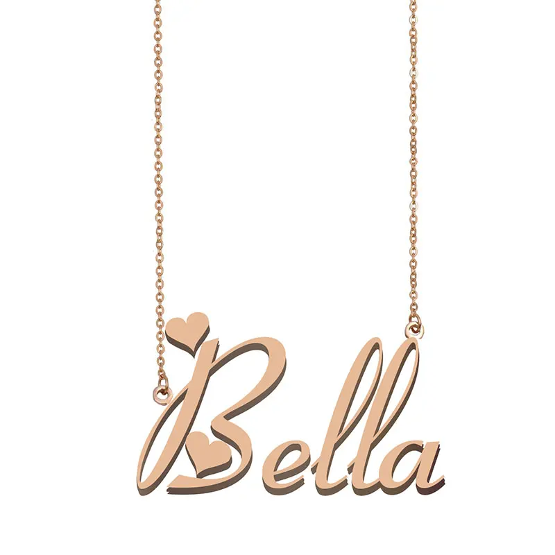 

Bella Name Necklace Personalised Stainless Steel Gold for Women Choker Alphabet Letter Pendant Girls Mom Jewelry Gift