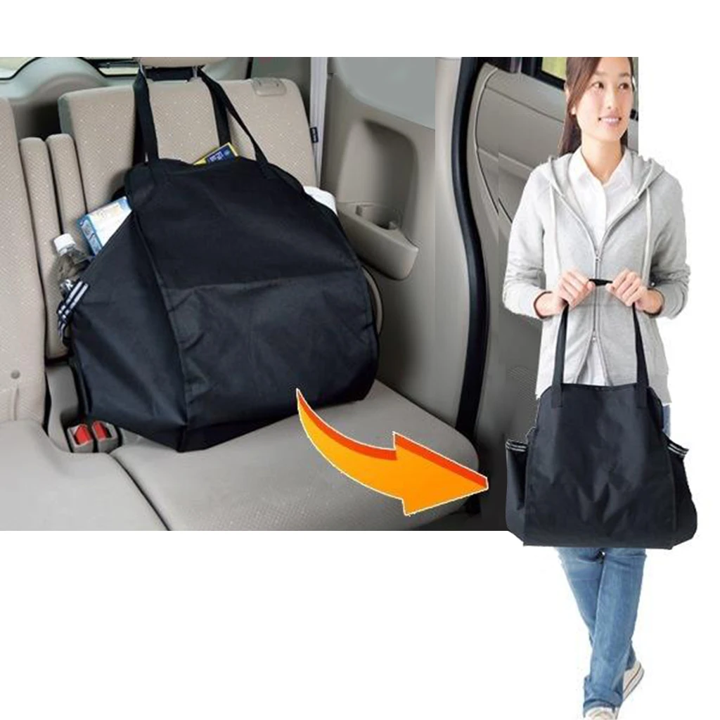 

High Capacity Black Car Rear Storage Bag for Groceries Durable Washable