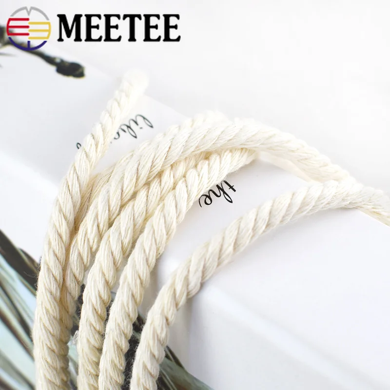 Meetee 5mm 65/100m Natural Beige Macrame Cord Handmade Wall Hanging plant Hanger Craft AP266 Home Textile Decoratio Cotton Rope | Дом и сад