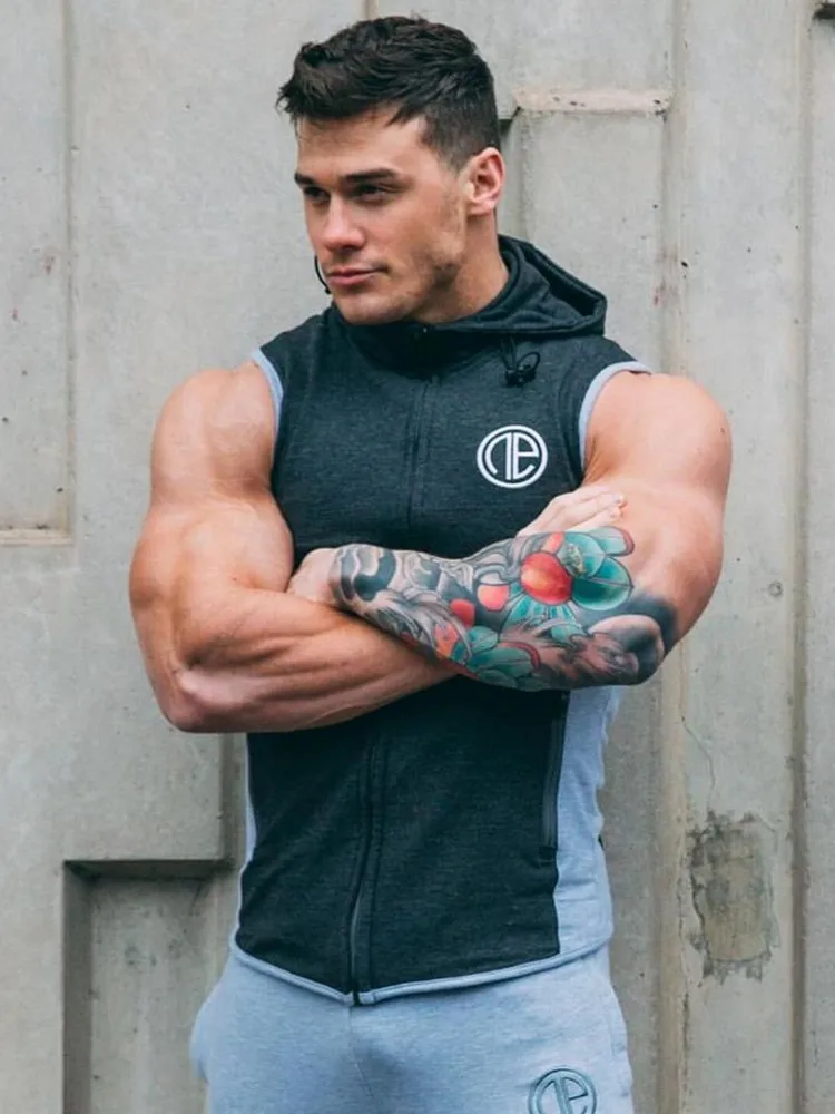 

New Mens Gyms Hoodie Singlets Sweatshirts sleeveless hoodies printing Bodybuilding Fitness male waistcoat Shirts Casual hoodies