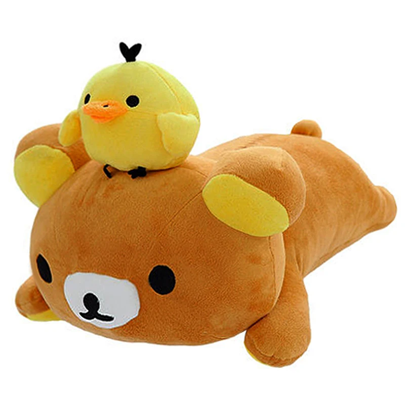 Новый милый медведь рилаккума лежащий с киироитари цыпленком большая плюшевая