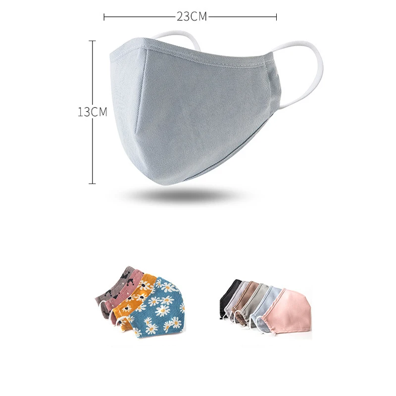 Многоразовая Пылезащитная хлопковая маска для лица с фильтрами цветочным