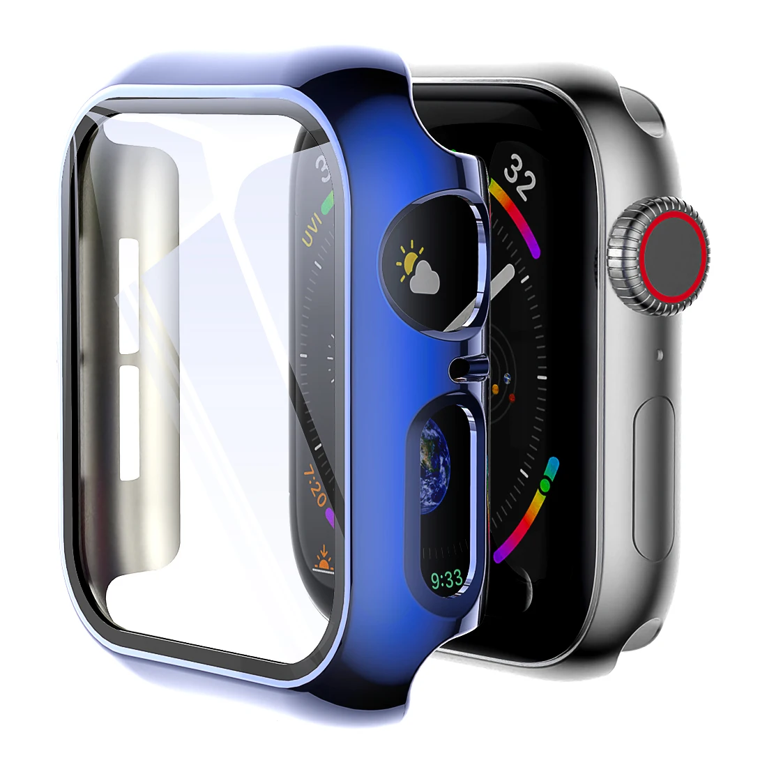 

Glass+Cover For Apple Watch 6 Case 44mm 40mm iWatch Case 42mm 38mm bumper+Screen Protector apple watch Serie 6 5 4 3 2 1 Blue