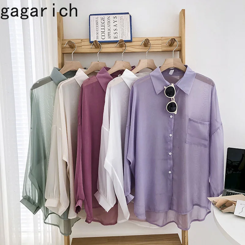 Женская блузка Gagarich тонкая женская летняя 2020 новинка корейский стиль прозрачная