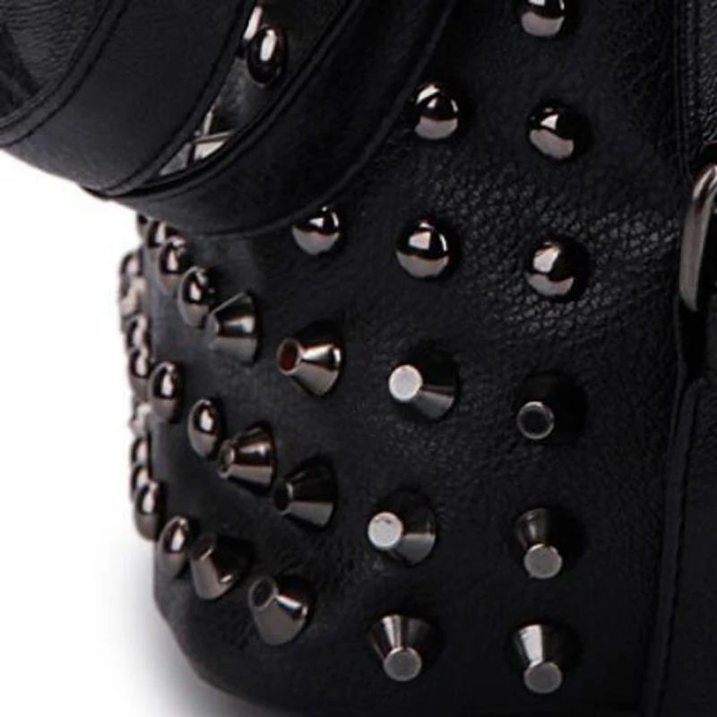 Annmouler Fashion Women Shoulder Bag Pu Leather Crossbody Bag Punk Messenger Bag for Girls Rivet Skull Bucket Bag Black Purse