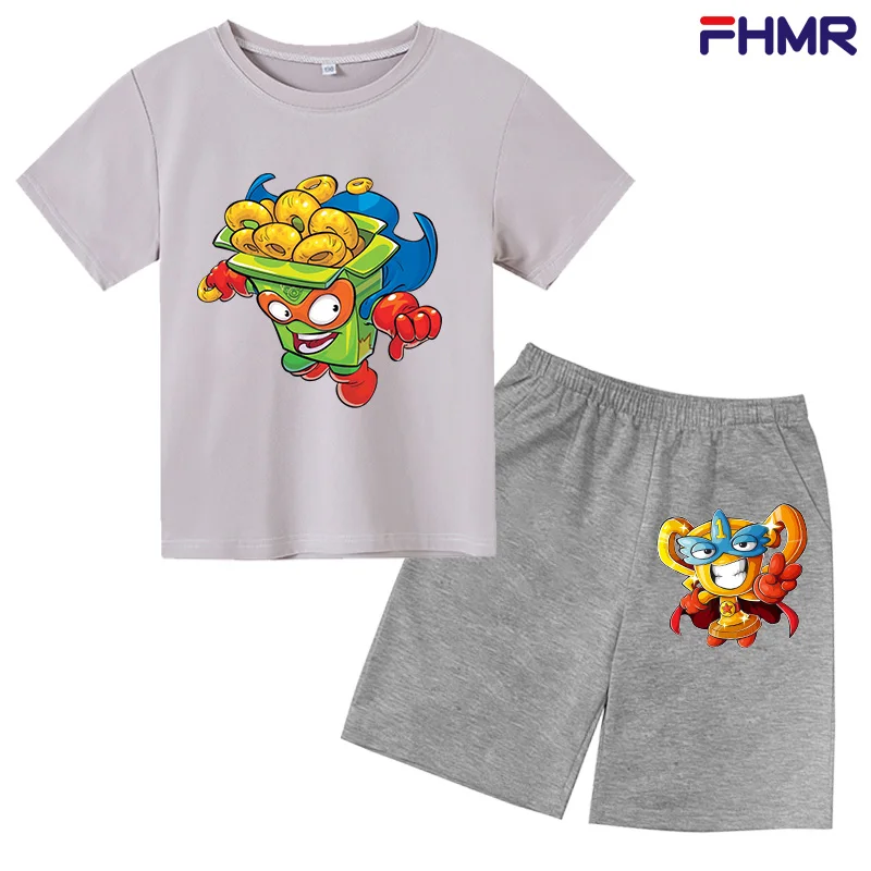 

Children's Super Zings Series 7 Print T-shirt Shorts Summer 2-piece Set Girl T-shirt Set Boy Cartoon O-Neck T-shirt Super zings