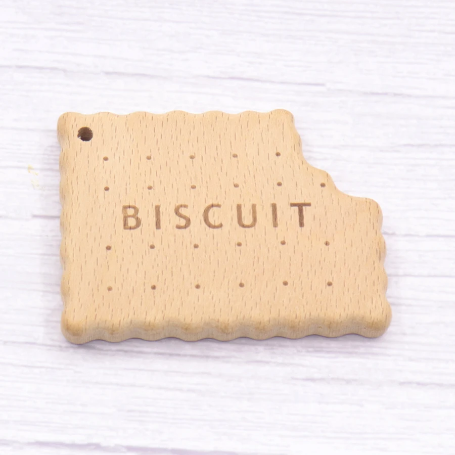Mordedor de madera con forma de galletas para beb&eacute;, mordedor de madera natural, juguetes de dentici&oacute;n, accesorios para Baby Shower, 10 Uds.-1