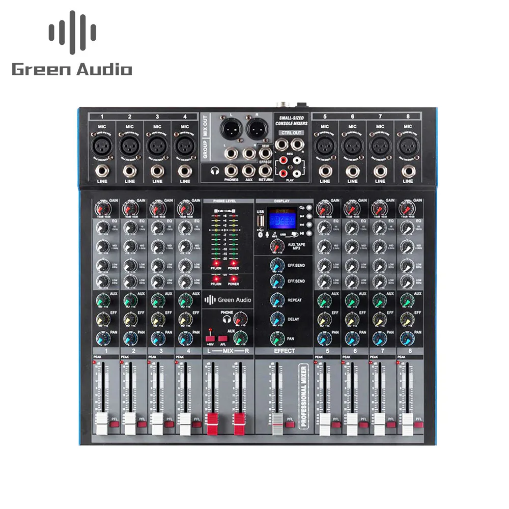 

GAX-ET8 Professional 8 Channel BT Audio Mixer USB High Bass Mixing Console MP3 Karaoke Amplifier DJ Equipment