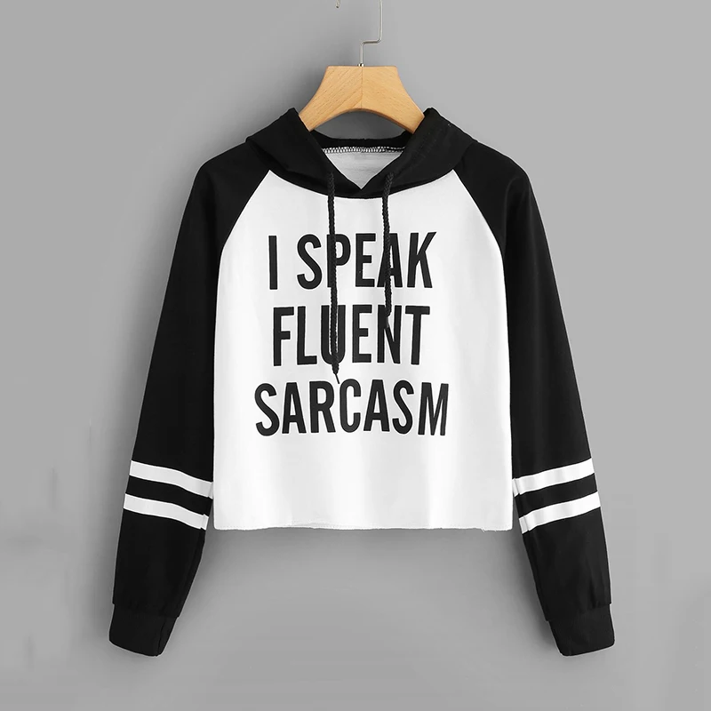 Женский свитшот в полоску с длинным рукавом и надписью|Женские толстовки