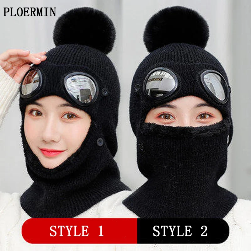 Женская Зимняя шерстяная одежда вязаная Лыжная Шапка Кепка толстый шарф