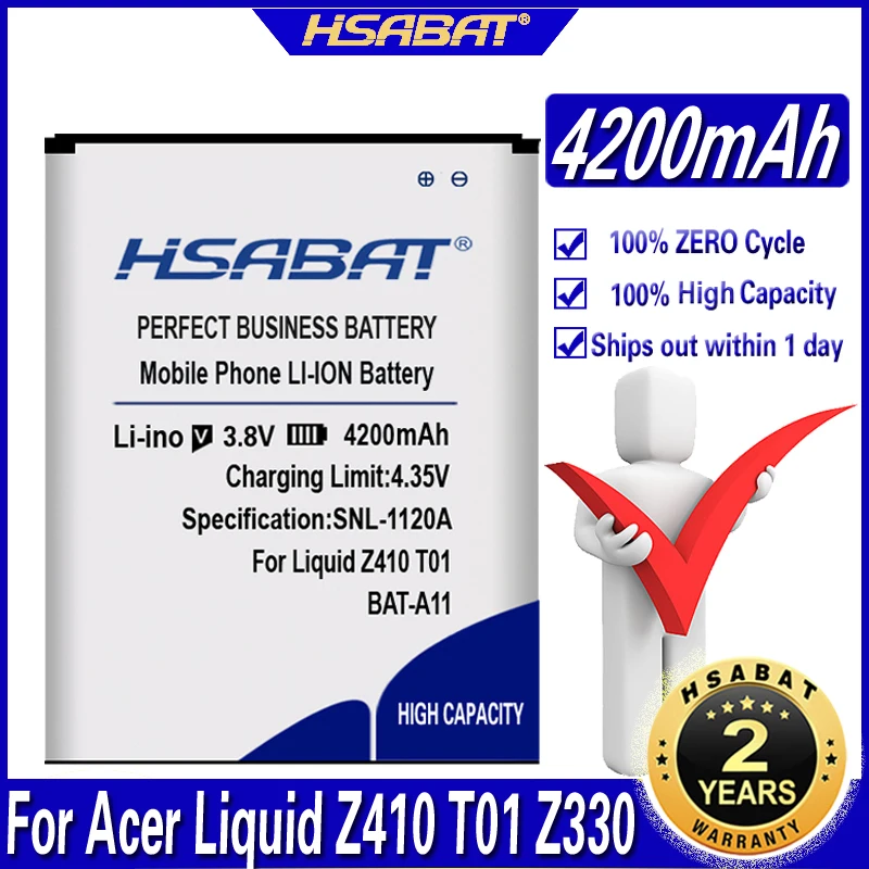 Аккумулятор HSABAT 4200 мАч BAT-A11 для Acer Liquid Z410 T01 Z330 | Мобильные телефоны и аксессуары