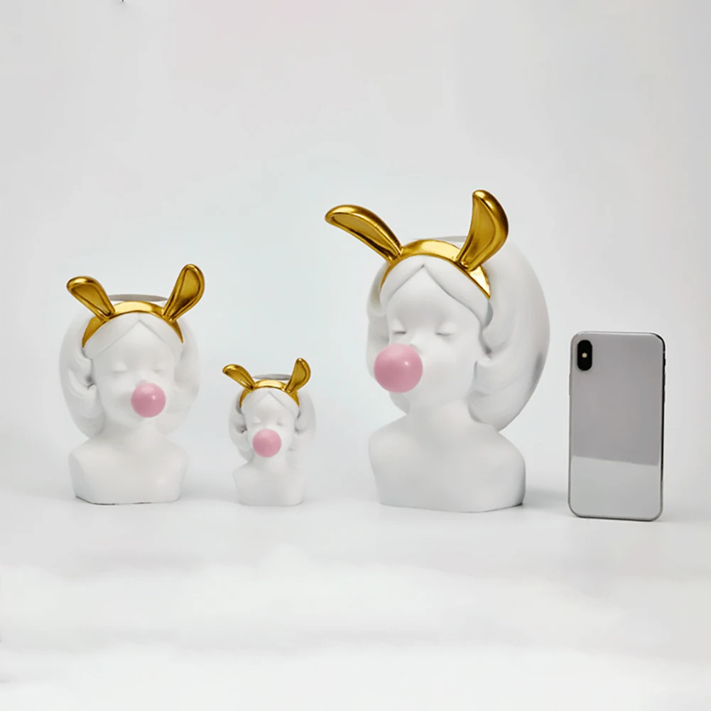 

Nordic Style Flower Plant Pot Blowing Bubbles Succulent Plant Stand Character Statue Flower Vase For Home Art Tabletop Decor