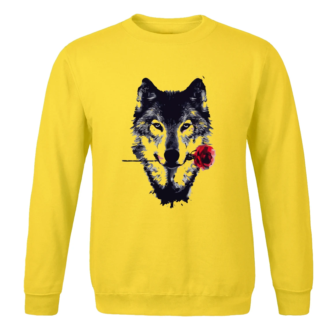 

spring autumn Sweatshirts Wolf With Roses Vintage Printed Clothings Fahison Streetwear Warm 2020 New Hip Hop Funny tracksuits