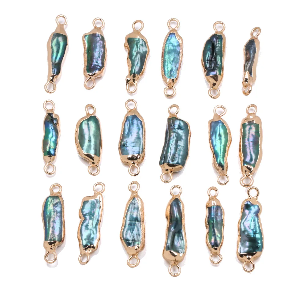 

2021 New Natural Freshwater Pearl Pendant Double Hole Connector Pendants For Jewelry Making DIY Necklaces Accessories