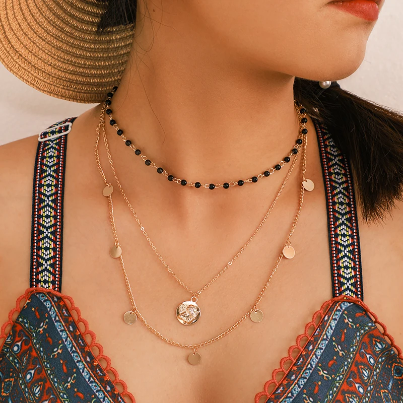 Tocona богемное многослойное ожерелье для женщин подвески золотого цвета бусины