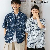 nightwa summer hot women beach shirt fashion japanese short sleeve loose casual oshirts men and women same style couple outfit