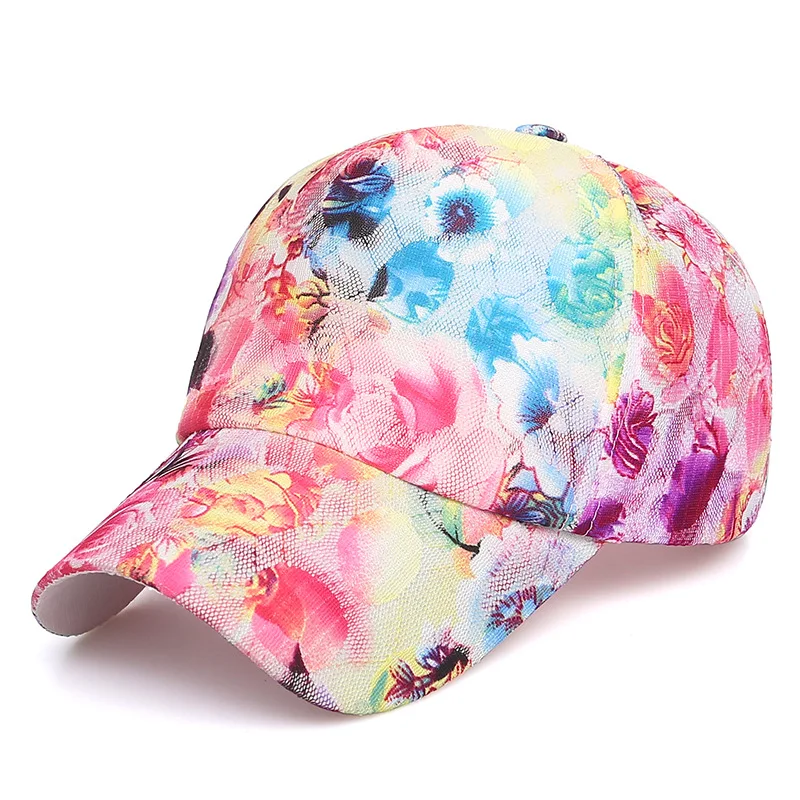 

Geebro Lace Floral Print Baseball Caps Multicolor Women Visor Hat Adjustable Breathable Mesh Snapback Hats Casual Sports Hats