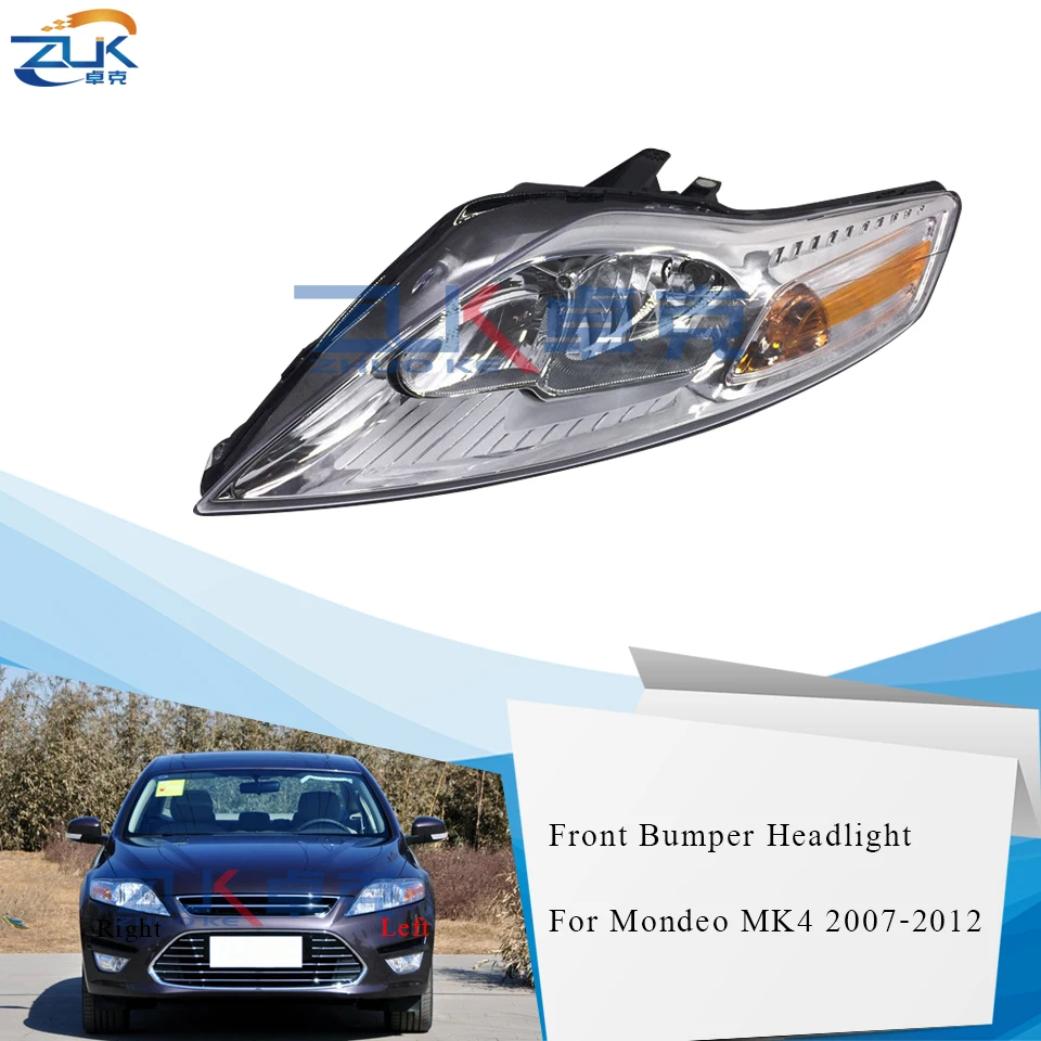 ZUK левый/правый галогенный налобный светильник для Ford Mondeo MK4 2007 2008 2009 2010 2011 2012 передний головной светильник