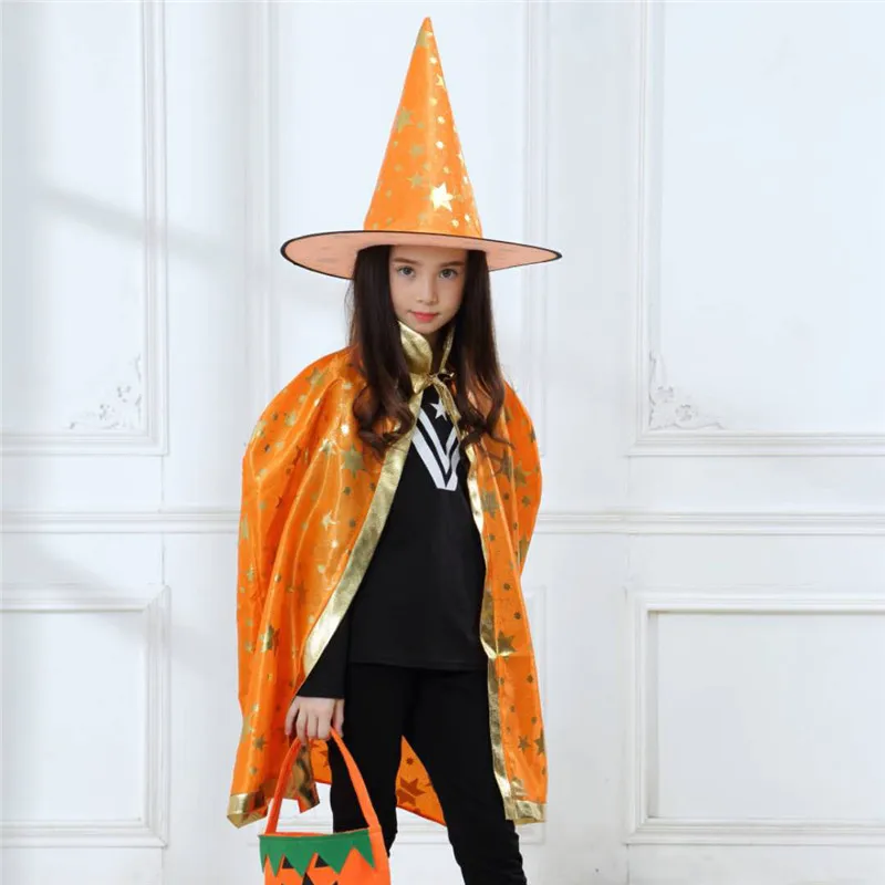 Плащ детский карнавальный волшебника с шапочкой костюмы ведьм на Хеллоуин |