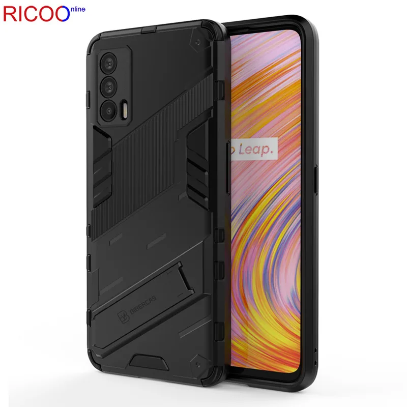 

Бронированный бампер, Противоударная подставка для Oppo Reno 5 Pro 4 Lite A53 A32 Realme C15 C12, защита объектива камеры, Жесткий Чехол из поликарбоната