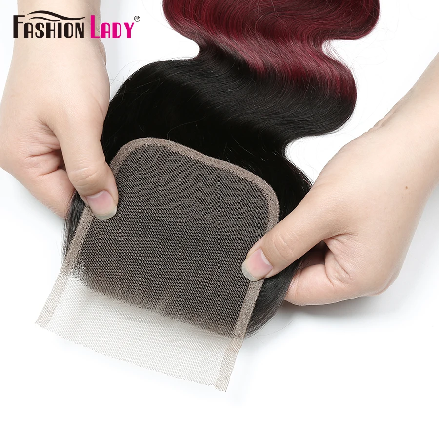 

Fashion Lady T1b/99j Ombre Bundles With Closure Brazilian Human Hair Body Wave Bundles With Closure Non-remy