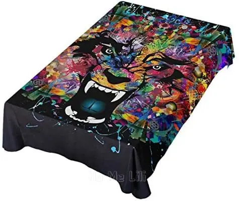 

Скатерть с изображением злого волка, покрытие для стола против морщин, для ресторана, кухвечерние