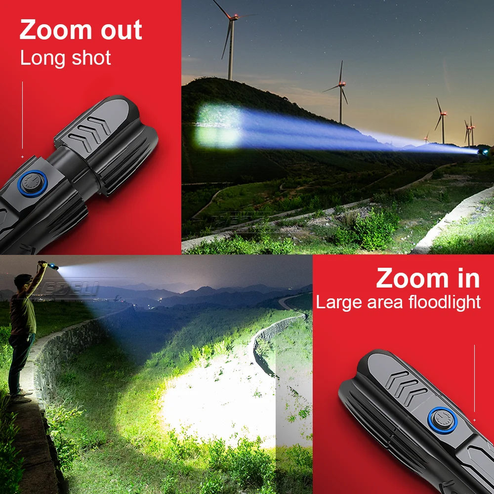 

XHP100 Tactical Flashlight 18650 Rechargeable Led Torch XHP90 Usb Work Lamp xhp70 xhp50 High Lumen Zoomable Hunting Hand Lantern