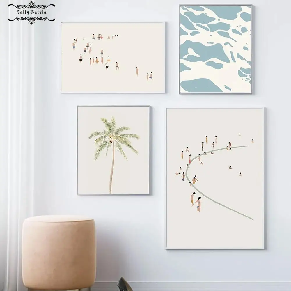 

Абстрактные Волны, плакат, холст, живопись, современный минималистичный художественный Рисунок, морской пляж, принт, береговая комната, для ...