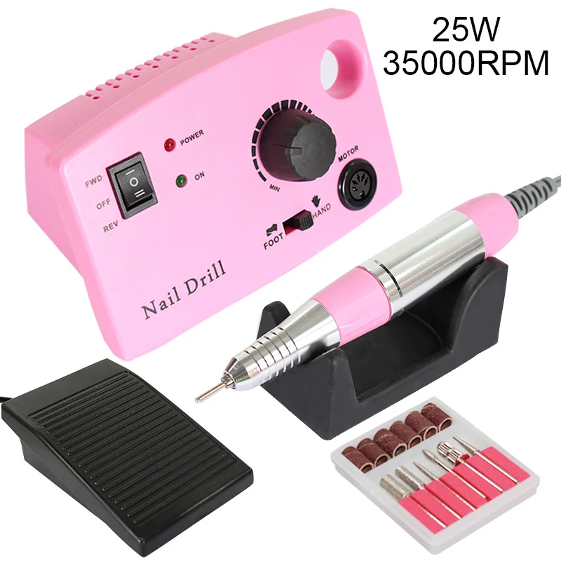 25W35000RPM розовый белый электрические сверла для ногтей Набор мельница резак машина