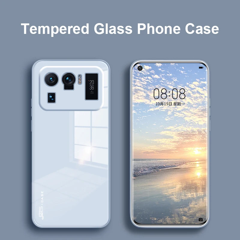 

Tempered Glass Phone Case For Xiaomi Mi 11 10 Pro Liquid Silicone Frame Cover For Xiaomi Mi 10T Lite Lens Protection Case