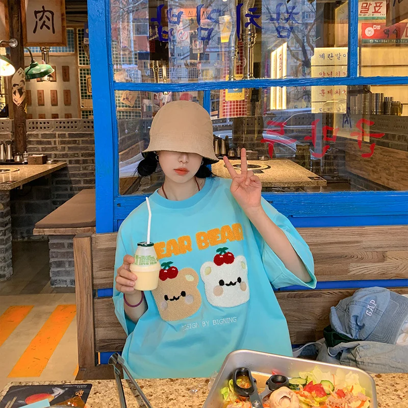 Футболка женская с коротким рукавом свободного покроя | Женская одежда